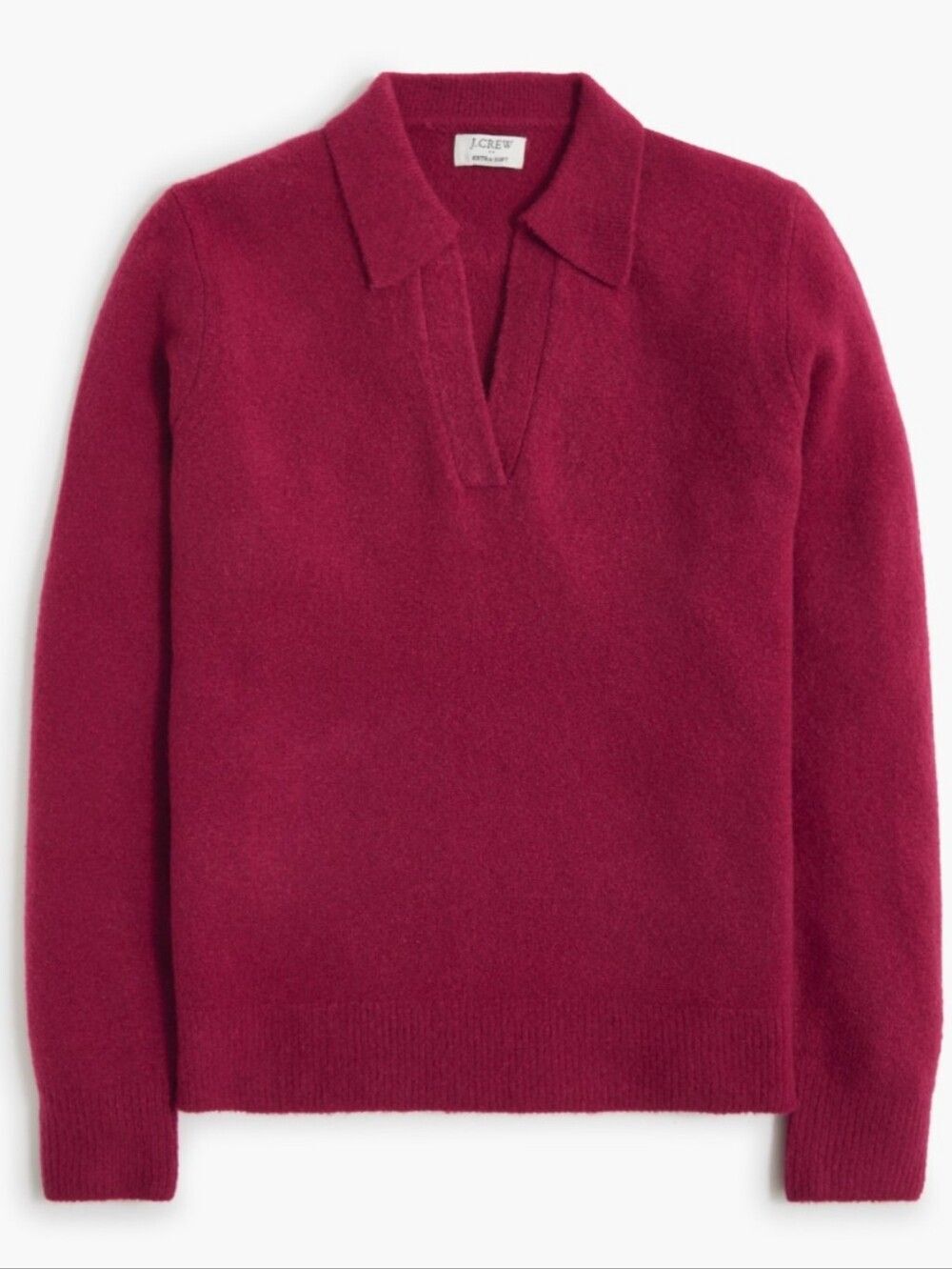 J. Crew Womens Red Extra Soft Polo Pullover Long Sleeve Preppy Sweater Size XL